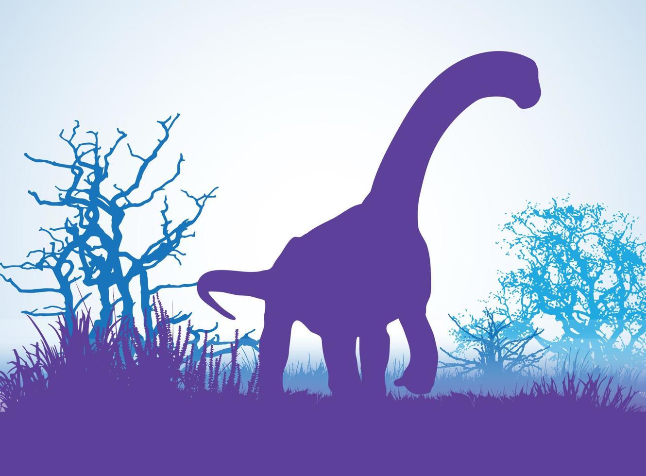 camarasaurus, dinosaurussen silhouetten in prehistorische omgeving overlappende lagen decoratieve achtergrond banner abstracte vectorillustratie vector