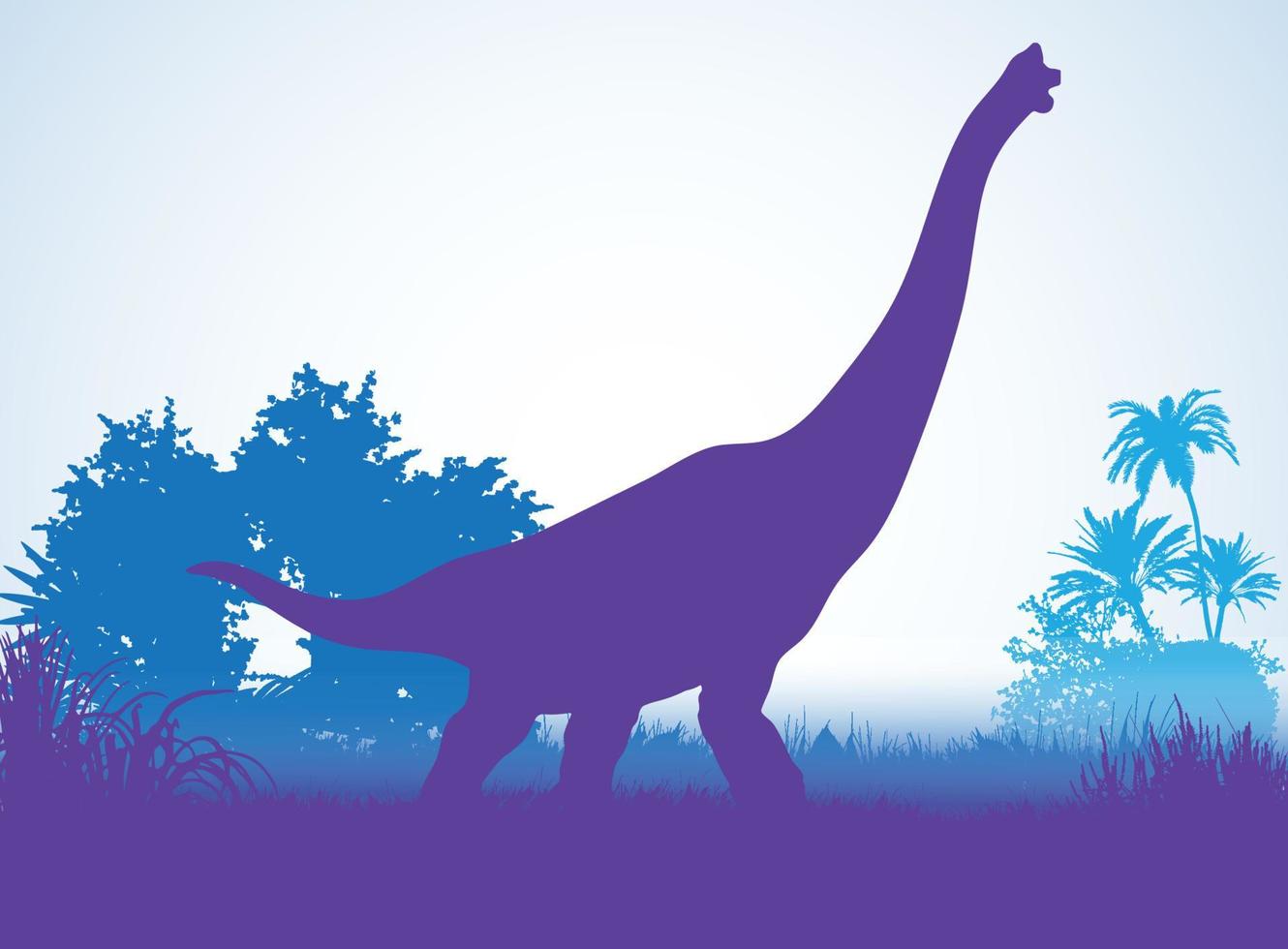 brachiosaurus, dinosaurussen silhouetten in prehistorische omgeving overlappende lagen decoratieve achtergrond banner abstracte vectorillustratie vector