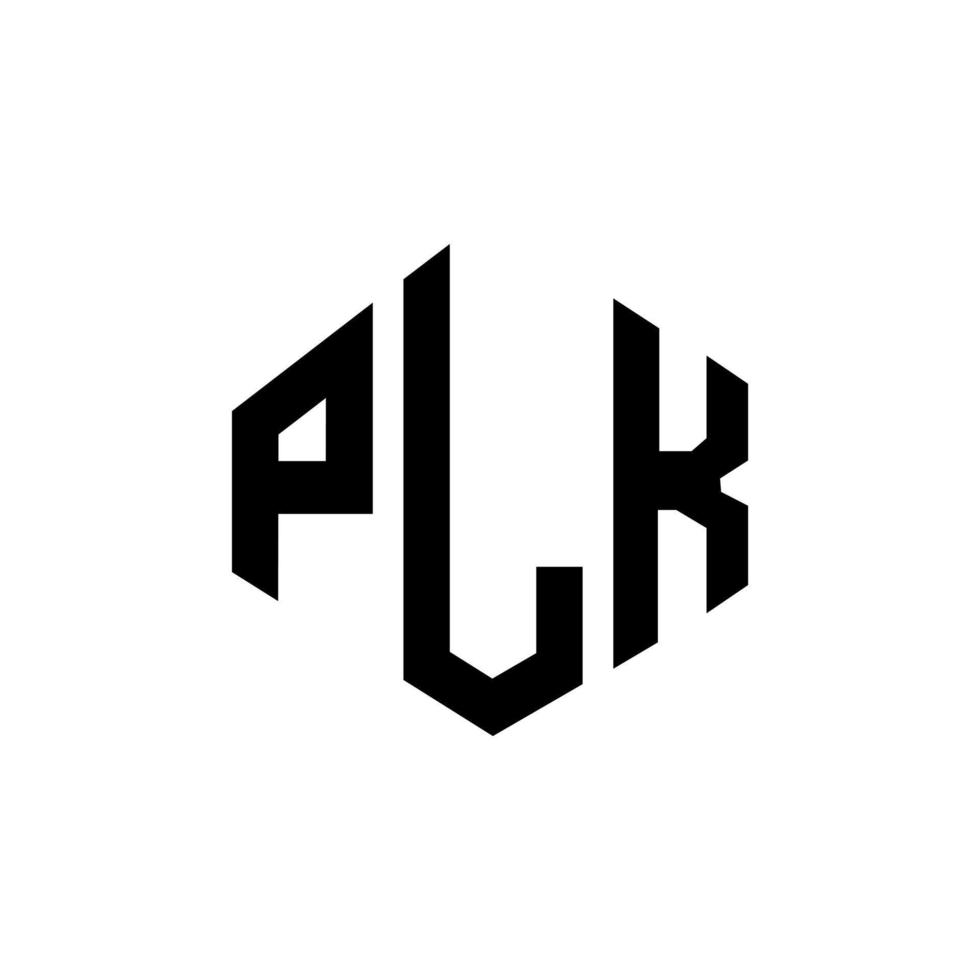 plk letter logo-ontwerp met veelhoekvorm. plk veelhoek en kubusvorm logo-ontwerp. plk zeshoek vector logo sjabloon witte en zwarte kleuren. plk monogram, bedrijfs- en onroerend goed logo.