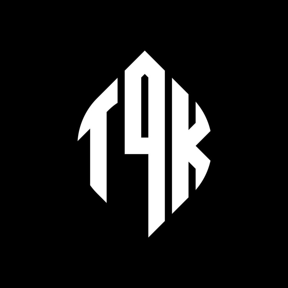 tqk cirkel letter logo ontwerp met cirkel en ellipsvorm. tqk ellipsletters met typografische stijl. de drie initialen vormen een cirkellogo. tqk cirkel embleem abstracte monogram brief mark vector. vector