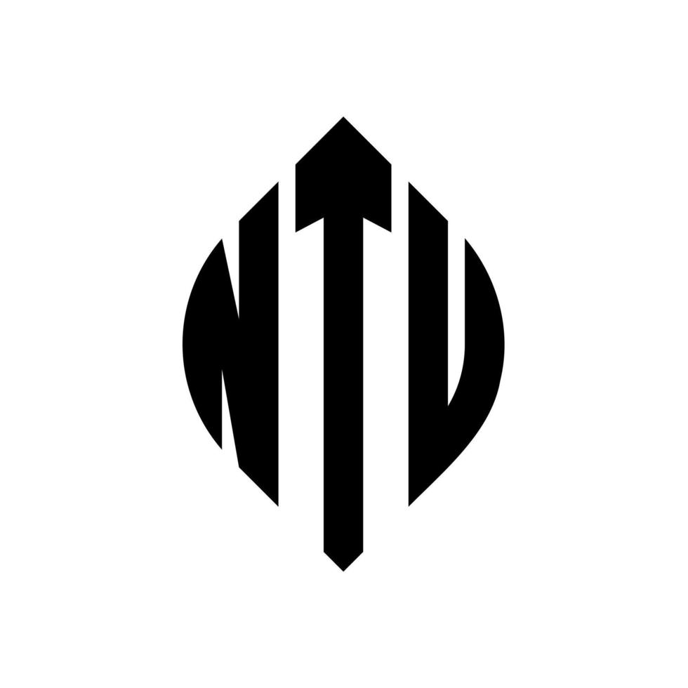 ntu cirkel letter logo-ontwerp met cirkel en ellipsvorm. ntu ellipsletters met typografische stijl. de drie initialen vormen een cirkellogo. ntu cirkel embleem abstracte monogram brief mark vector. vector