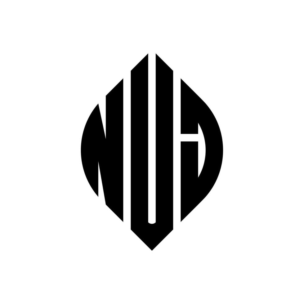 nuj cirkel letter logo ontwerp met cirkel en ellipsvorm. nuj ellipsletters met typografische stijl. de drie initialen vormen een cirkellogo. nuj cirkel embleem abstracte monogram brief mark vector. vector