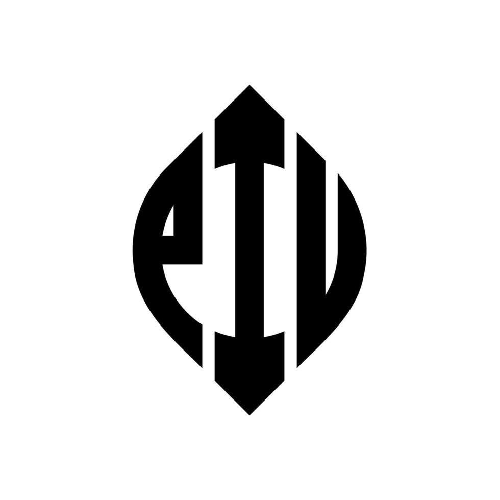 piu cirkel letter logo ontwerp met cirkel en ellipsvorm. piu ellipsletters met typografische stijl. de drie initialen vormen een cirkellogo. piu cirkel embleem abstracte monogram brief mark vector. vector