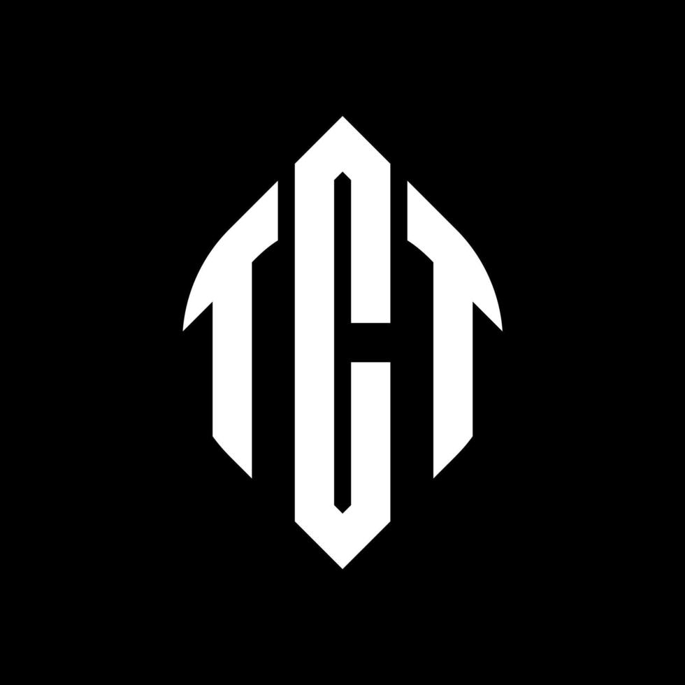 tct cirkel letter logo ontwerp met cirkel en ellipsvorm. tct ellipsletters met typografische stijl. de drie initialen vormen een cirkellogo. tct cirkel embleem abstracte monogram brief mark vector. vector