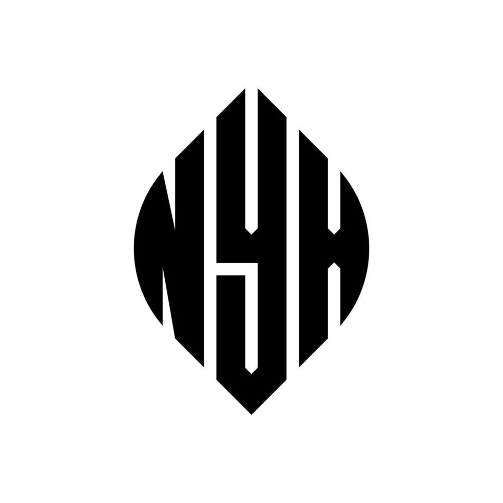 nyx cirkel letter logo-ontwerp met cirkel en ellipsvorm. nyx-ellipsletters met typografische stijl. de drie initialen vormen een cirkellogo. nyx cirkel embleem abstracte monogram brief mark vector. vector