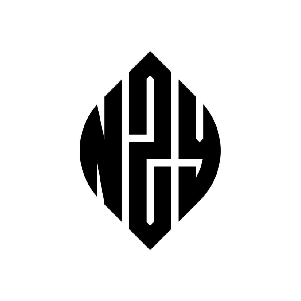 nzy cirkel letter logo-ontwerp met cirkel en ellipsvorm. nzy ellipsletters met typografische stijl. de drie initialen vormen een cirkellogo. nzy cirkel embleem abstracte monogram brief mark vector. vector