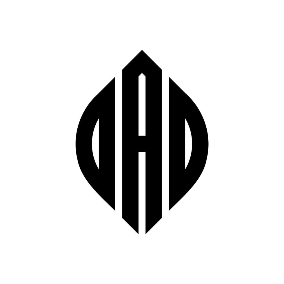 oad cirkel letter logo ontwerp met cirkel en ellipsvorm. oad ellipsletters met typografische stijl. de drie initialen vormen een cirkellogo. oad cirkel embleem abstracte monogram brief mark vector. vector