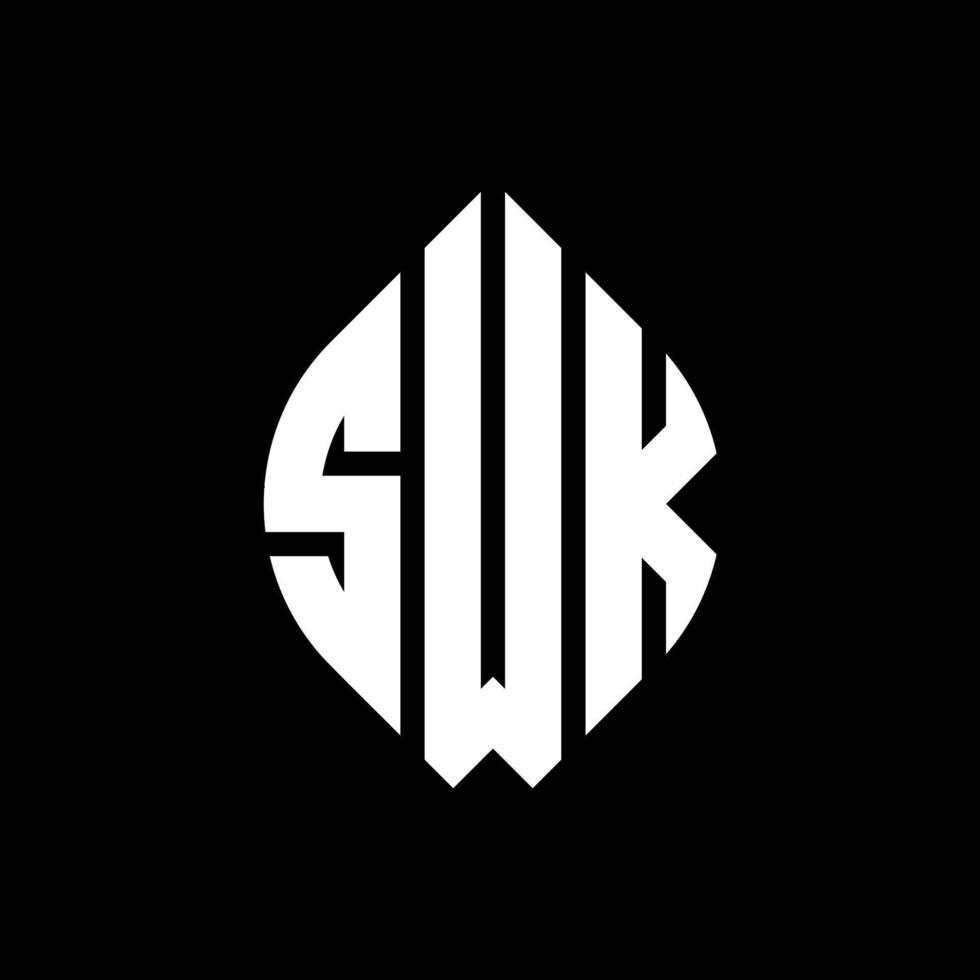 swk cirkel letter logo ontwerp met cirkel en ellipsvorm. swk ellipsletters met typografische stijl. de drie initialen vormen een cirkellogo. swk cirkel embleem abstracte monogram brief mark vector. vector