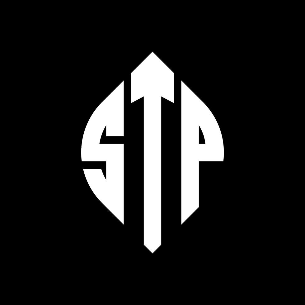 stp cirkel letter logo ontwerp met cirkel en ellipsvorm. stp ellipsletters met typografische stijl. de drie initialen vormen een cirkellogo. stp cirkel embleem abstracte monogram brief mark vector. vector