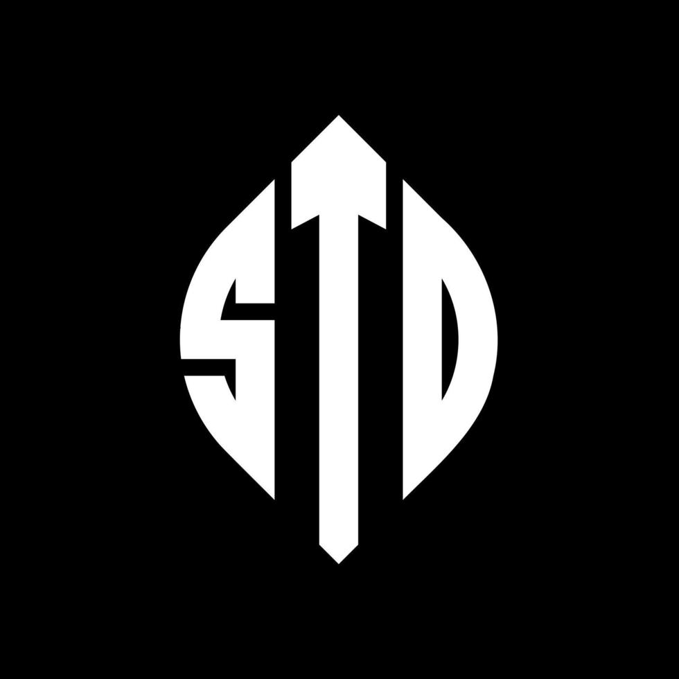 std cirkel letter logo-ontwerp met cirkel en ellipsvorm. standaard ellipsletters met typografische stijl. de drie initialen vormen een cirkellogo. std cirkel embleem abstracte monogram brief mark vector. vector