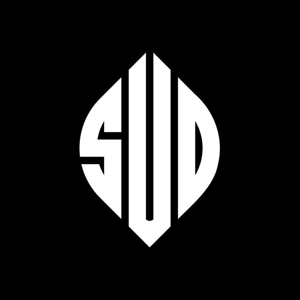 sud cirkel letter logo ontwerp met cirkel en ellipsvorm. sud-ellipsletters met typografische stijl. de drie initialen vormen een cirkellogo. sud cirkel embleem abstracte monogram brief mark vector. vector