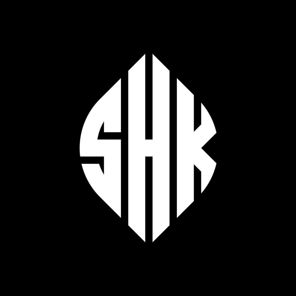 shk cirkel letter logo-ontwerp met cirkel en ellipsvorm. shk ellipsletters met typografische stijl. de drie initialen vormen een cirkellogo. shk cirkel embleem abstracte monogram brief mark vector. vector