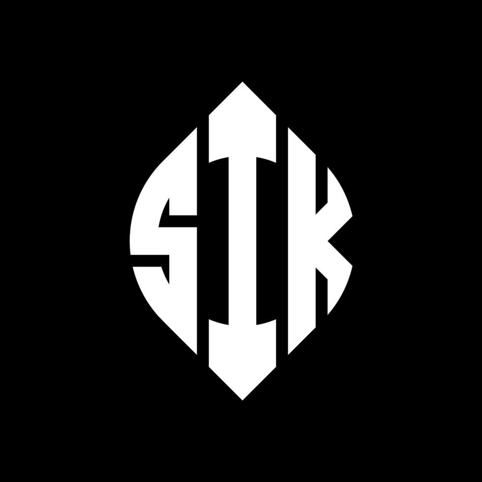 sik cirkel letter logo-ontwerp met cirkel en ellipsvorm. sik ellipsletters met typografische stijl. de drie initialen vormen een cirkellogo. sik cirkel embleem abstracte monogram brief mark vector. vector