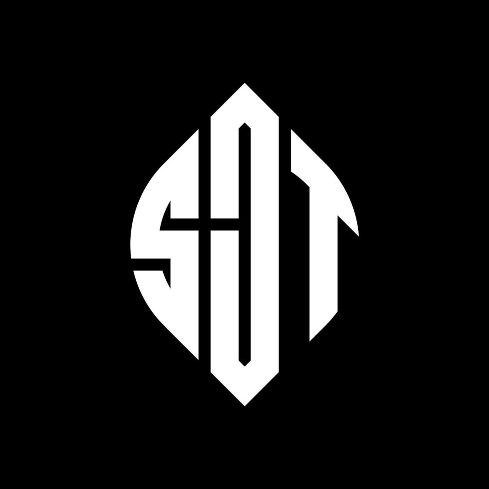 sjt cirkel letter logo ontwerp met cirkel en ellipsvorm. sjt ellipsletters met typografische stijl. de drie initialen vormen een cirkellogo. sjt cirkel embleem abstracte monogram brief mark vector. vector