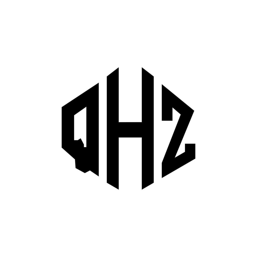 qhz-letterlogo-ontwerp met veelhoekvorm. qhz veelhoek en kubusvorm logo-ontwerp. qhz zeshoek vector logo sjabloon witte en zwarte kleuren. qhz monogram, bedrijfs- en onroerend goed logo.