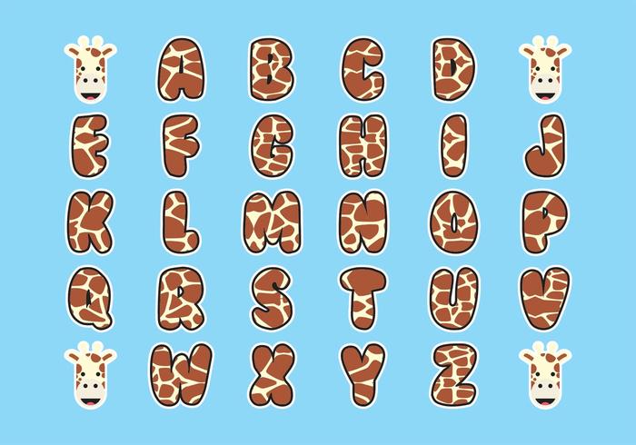 Giraf Print Alfabet Vector Gratis