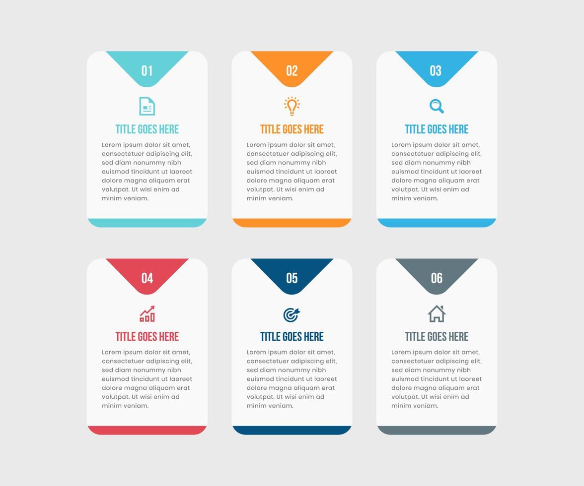 eenvoudige en schone presentatie zakelijke infographic ontwerpsjabloon met 6 balken met opties vector