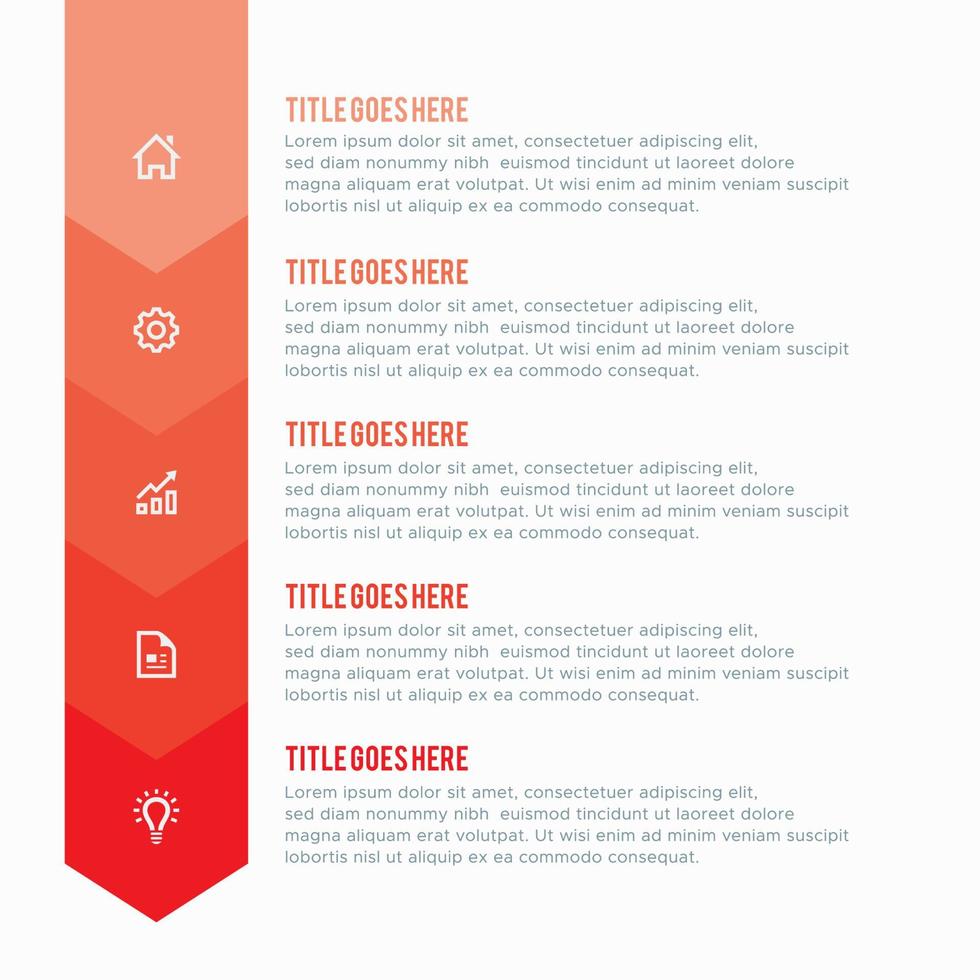 eenvoudige en schone presentatie zakelijke infographic ontwerpsjabloon met 5 balk met opties vector