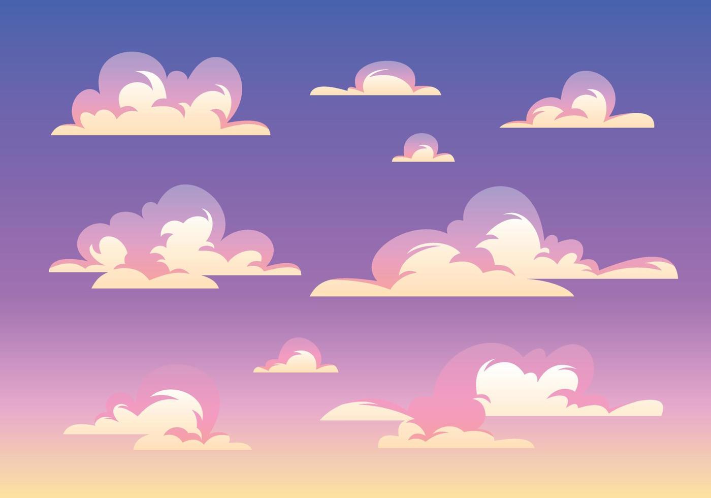 mooie cartoon gradiënt wolk collectie set vector