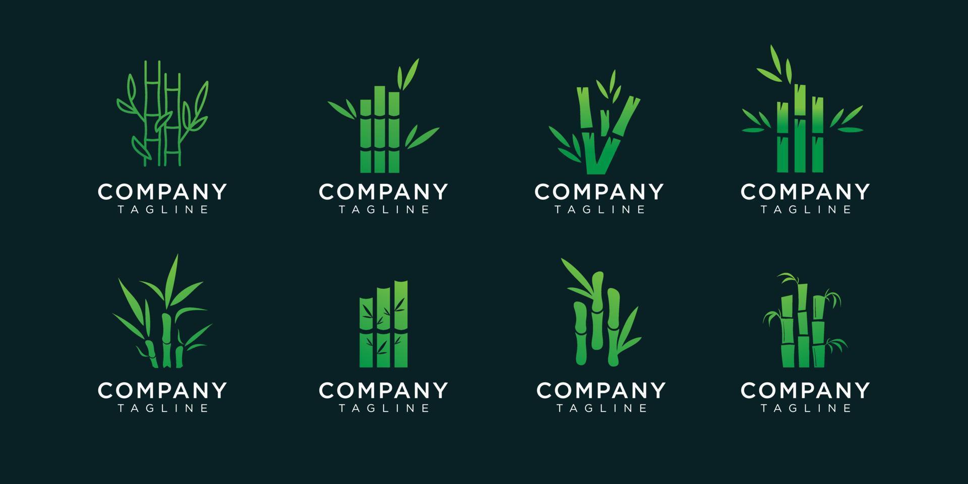 set van bamboe logo-ontwerp premium ontwerp bundel.premium vector