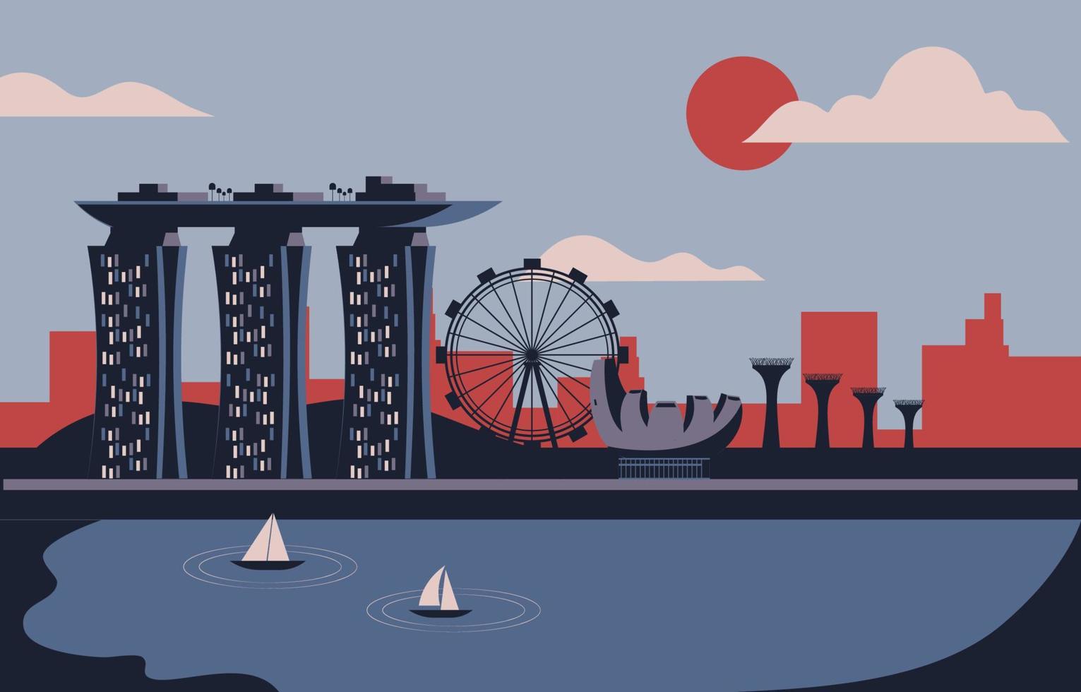 Singapore stad oriëntatiepunt illustratie vector