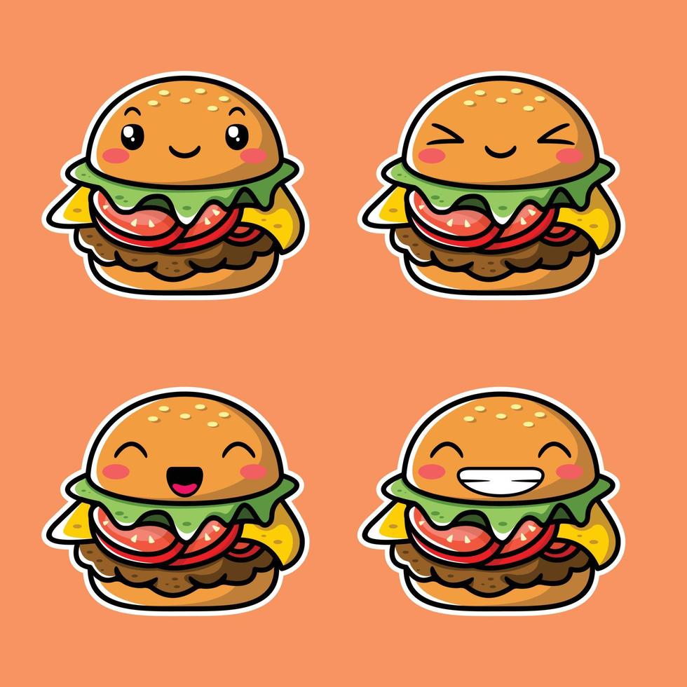 vectorillustratie van schattige hamburger emoji vector
