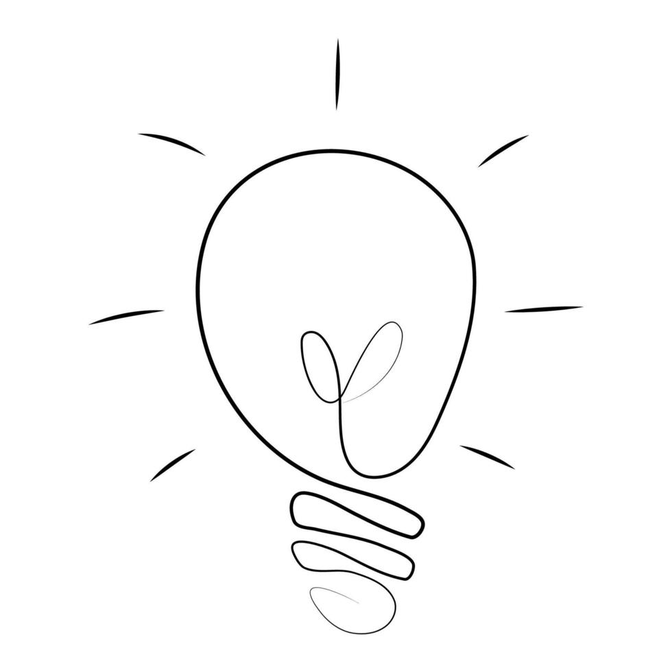 gloeilamp pictogram. ideeën, oplossing, elektriciteitssymbool. vectorillustratie. hand getekend vector