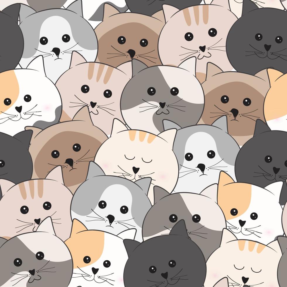 naadloos patroon met schattige kat cartoon achtergrond vector