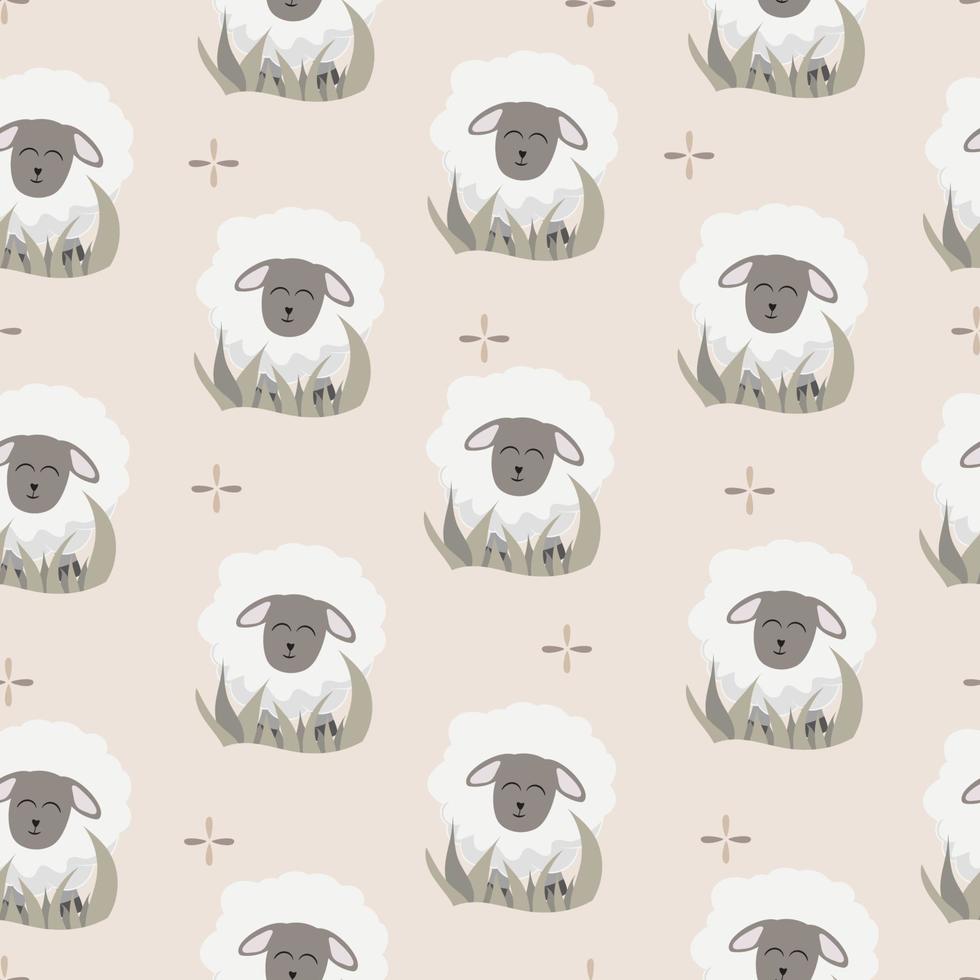 naadloos patroon met schattige schapenachtergrond vector