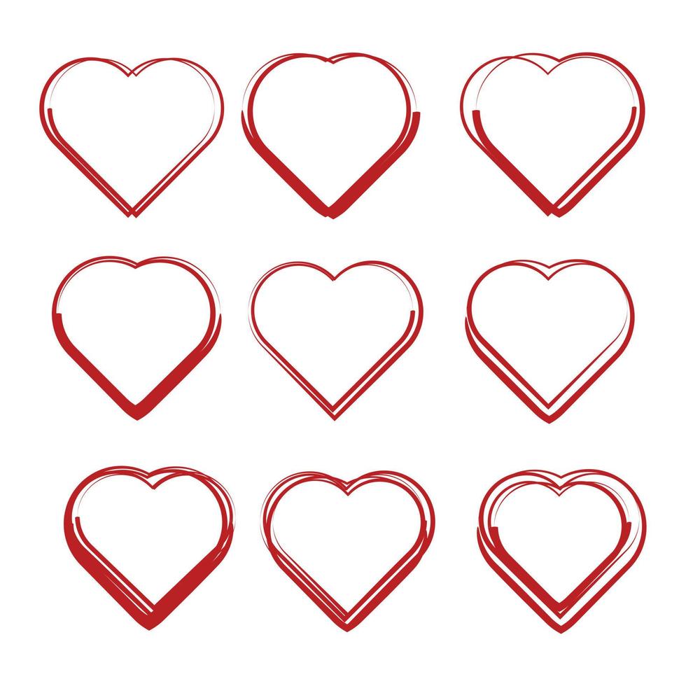 hart hand getrokken grunge pictogrammen instellen sjabloon kleur bewerkbaar. voor poster, behang en Valentijnsdag. verzameling van harten symbool vector teken geïsoleerde illustratie voor grafisch en webdesign.