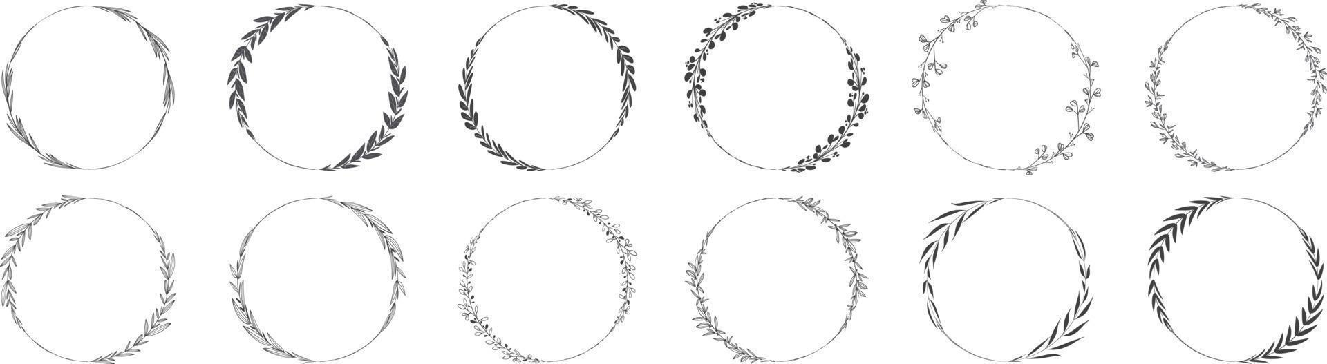 cirkel frame blad krans vector