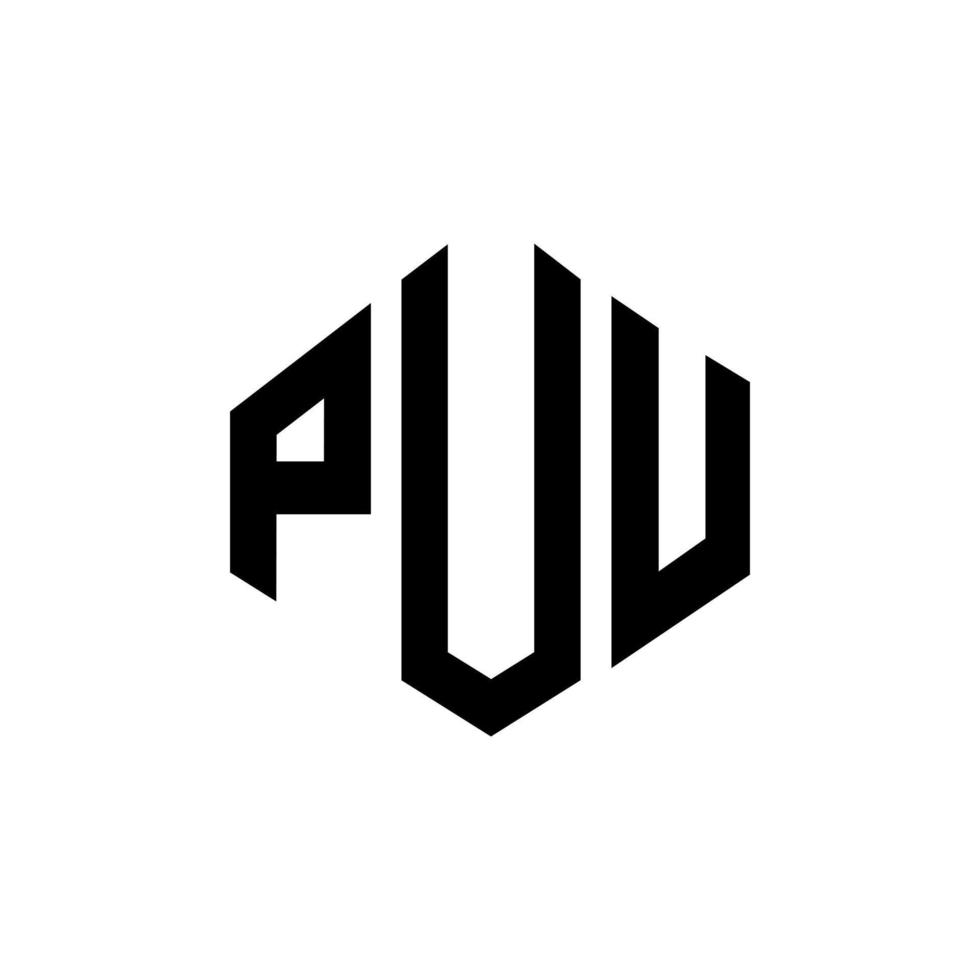 puu letter logo-ontwerp met veelhoekvorm. puu veelhoek en kubusvorm logo-ontwerp. puu zeshoek vector logo sjabloon witte en zwarte kleuren. puu-monogram, bedrijfs- en onroerendgoedlogo.