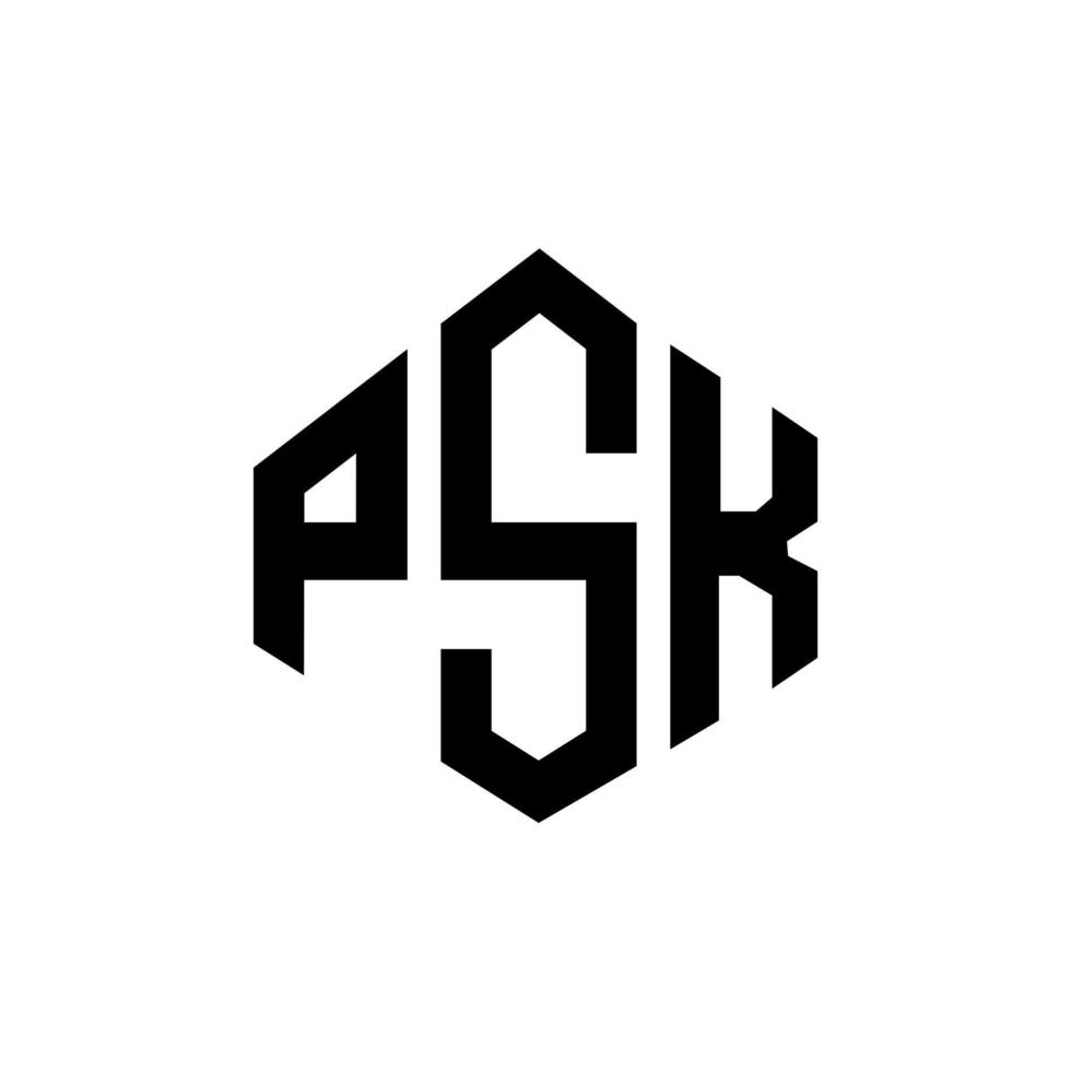 psk letter logo-ontwerp met veelhoekvorm. psk veelhoek en kubusvorm logo-ontwerp. psk zeshoek vector logo sjabloon witte en zwarte kleuren. psk-monogram, bedrijfs- en onroerendgoedlogo.