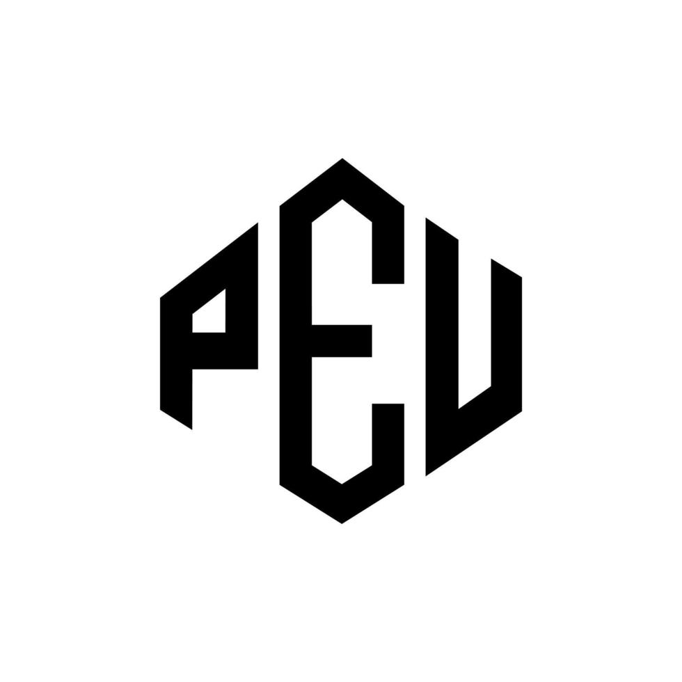 peu letter logo-ontwerp met veelhoekvorm. peu veelhoek en kubusvorm logo-ontwerp. peu zeshoek vector logo sjabloon witte en zwarte kleuren. peu monogram, business en onroerend goed logo.