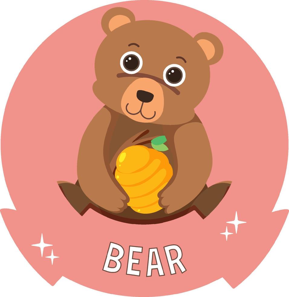schattige beer cartoon badge vector