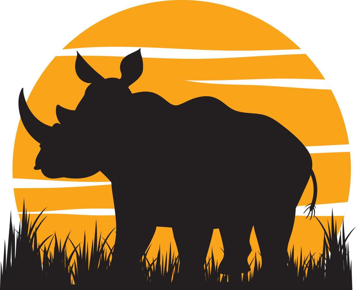 silhouet rhinosaurus met hart vector