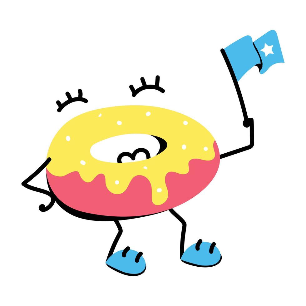 donut met een landvlag, schattige sticker vector