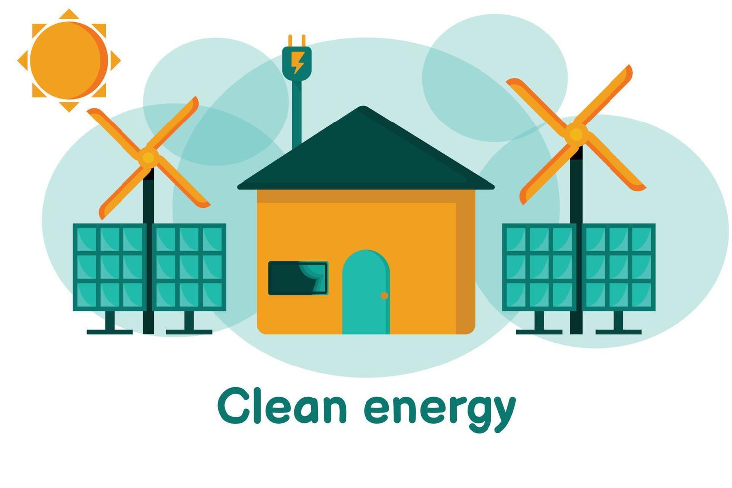 thuisgebruik en alternatieve energie zonne- en windenergie zijn schone energie. is een alternatief om het milieu te sparen vector
