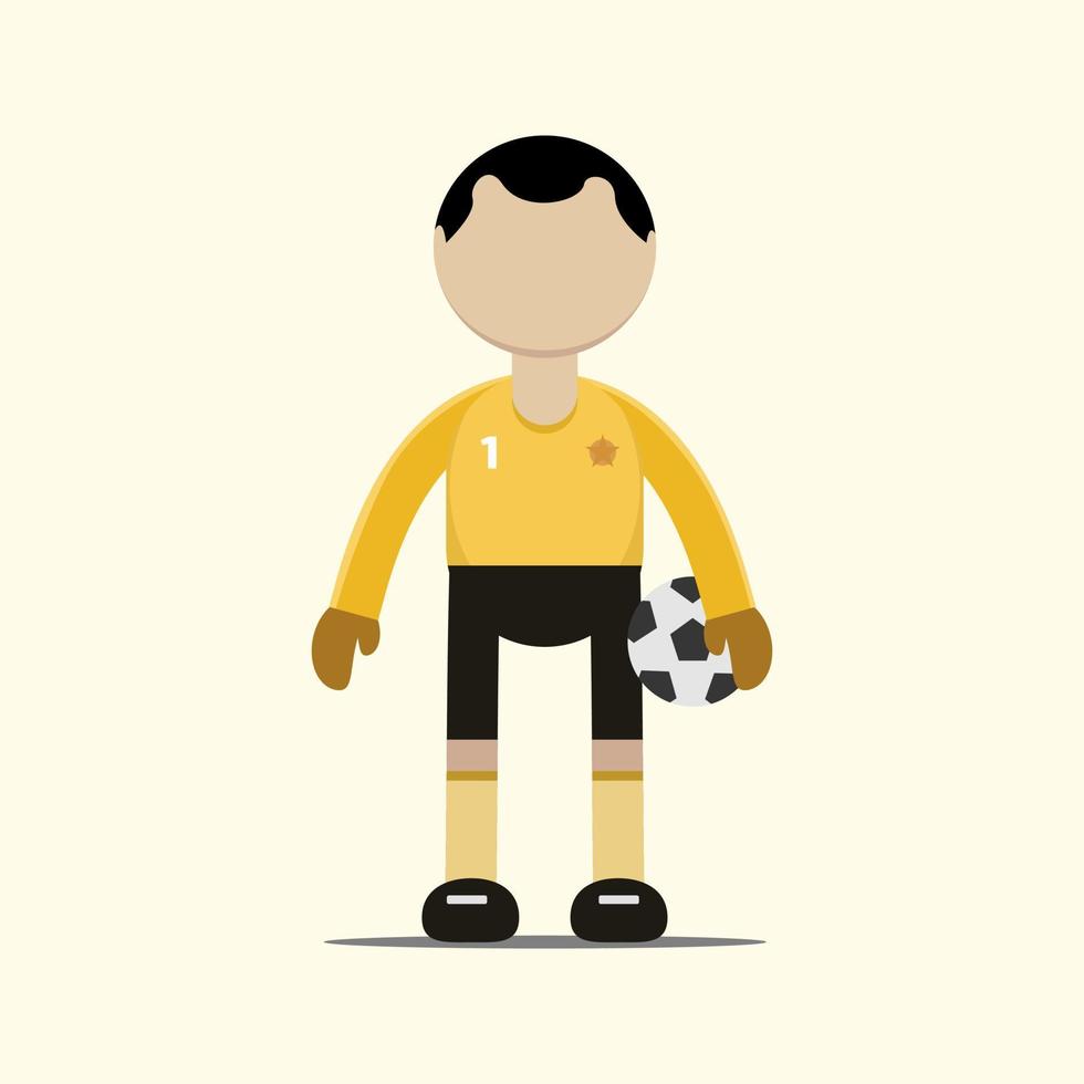 voetbalkarakter of voetballer met actie in wedstrijd. vectorillustratie in platte cartoon chibi-stijl vector