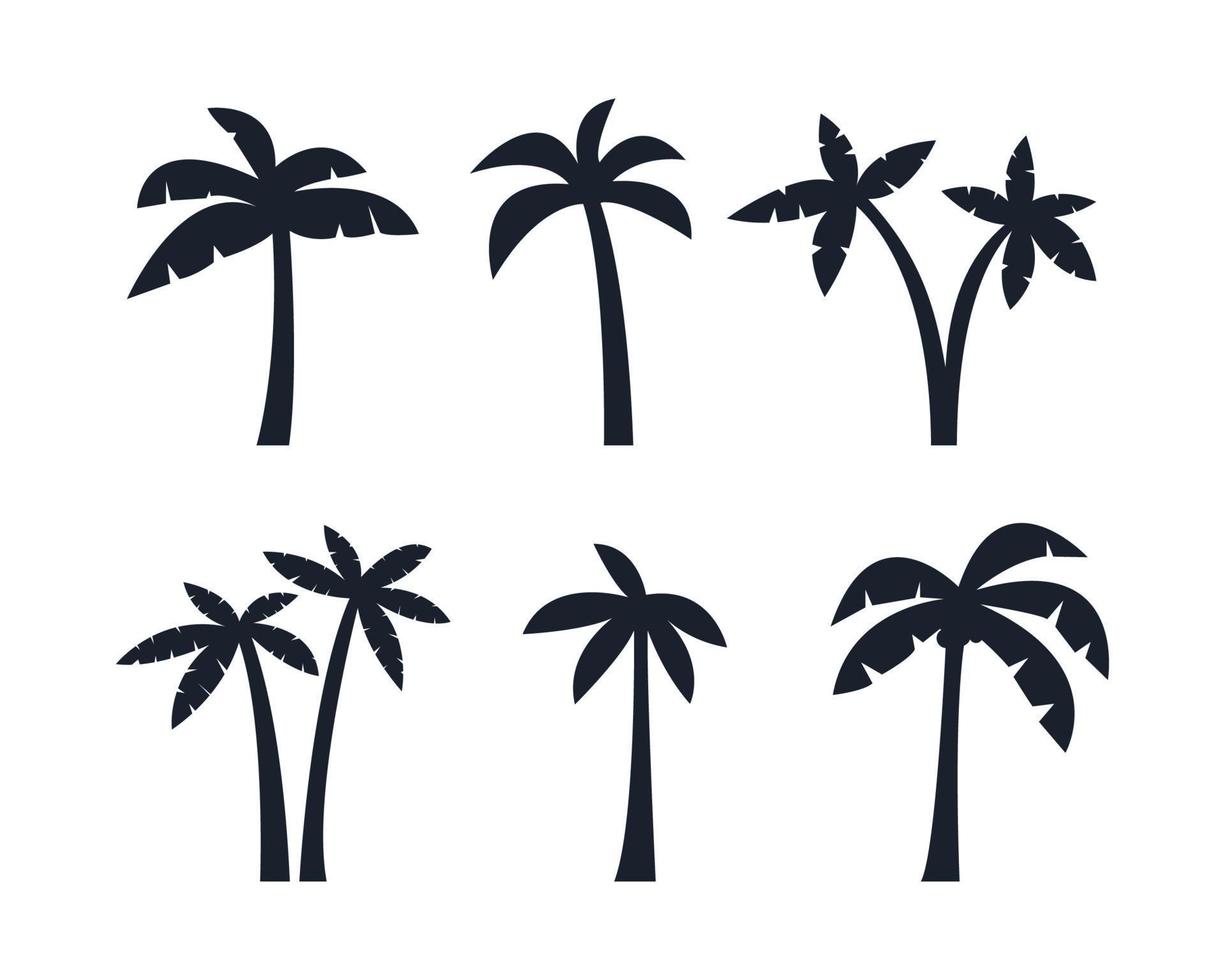 set van silhouet tropische palmboom. palmbomen collectie icoon vector