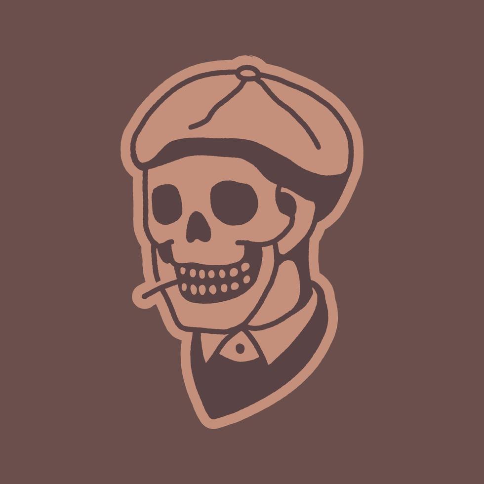 maffia stijl schedel illustratie sticker vector