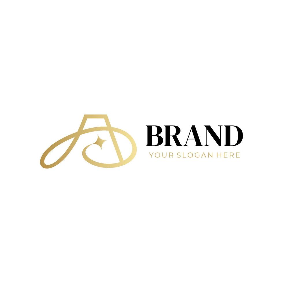 elegante logo letter a en gouden ster vector