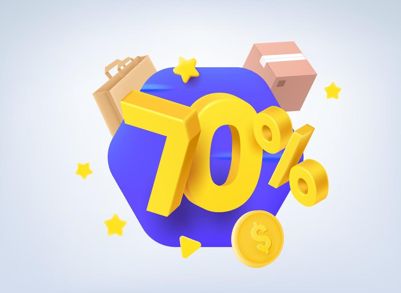 70 procent verkoopconcept. 3d vectorillustratie vector