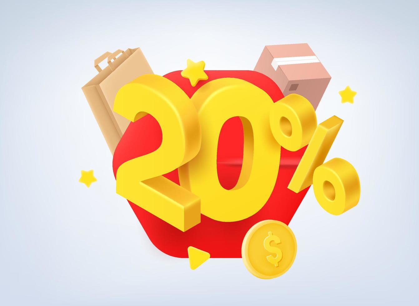 20 procent verkoopconcept. 3d vectorillustratie vector