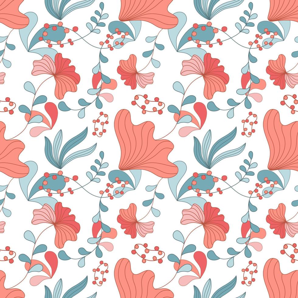 naadloze bloemenpatronen ontworpen in doodle en vintage stijl. op een witte achtergrond voor digitale print, achtergrond, lentethema decoratie, stoffenpatroon, kaart, plakboek, t-shirtontwerp en meer vector