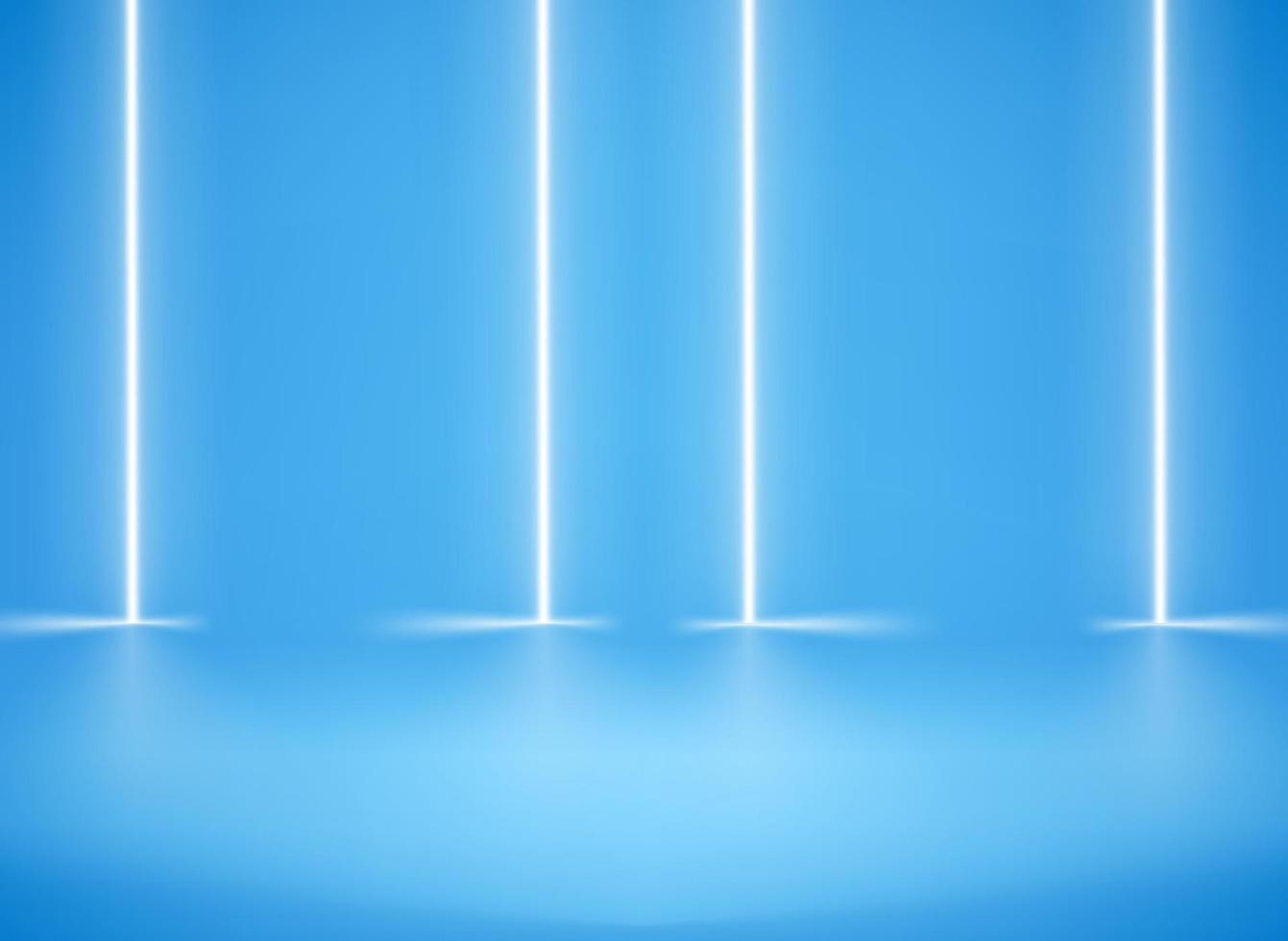 verlicht blauw interieur met witte neonlichten. 3d vectorillustratie vector
