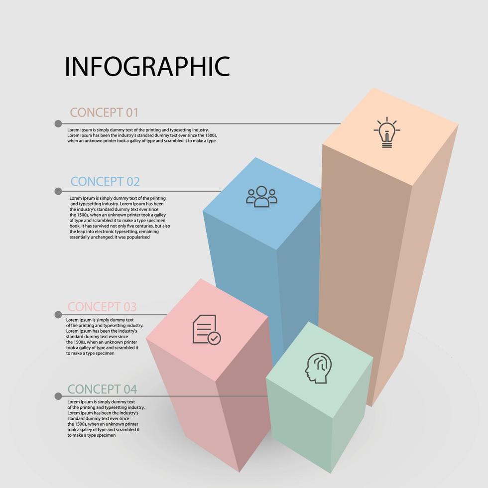 infographic rechthoek vector sjabloon proces concept stap voor strategie of onderwijs leersysteem