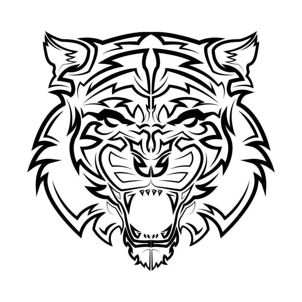 zwart-wit lijntekeningen van tijger hoofd goed gebruik voor symbool mascotte pictogram avatar tattoo t-shirt ontwerp logo of een ontwerp vector