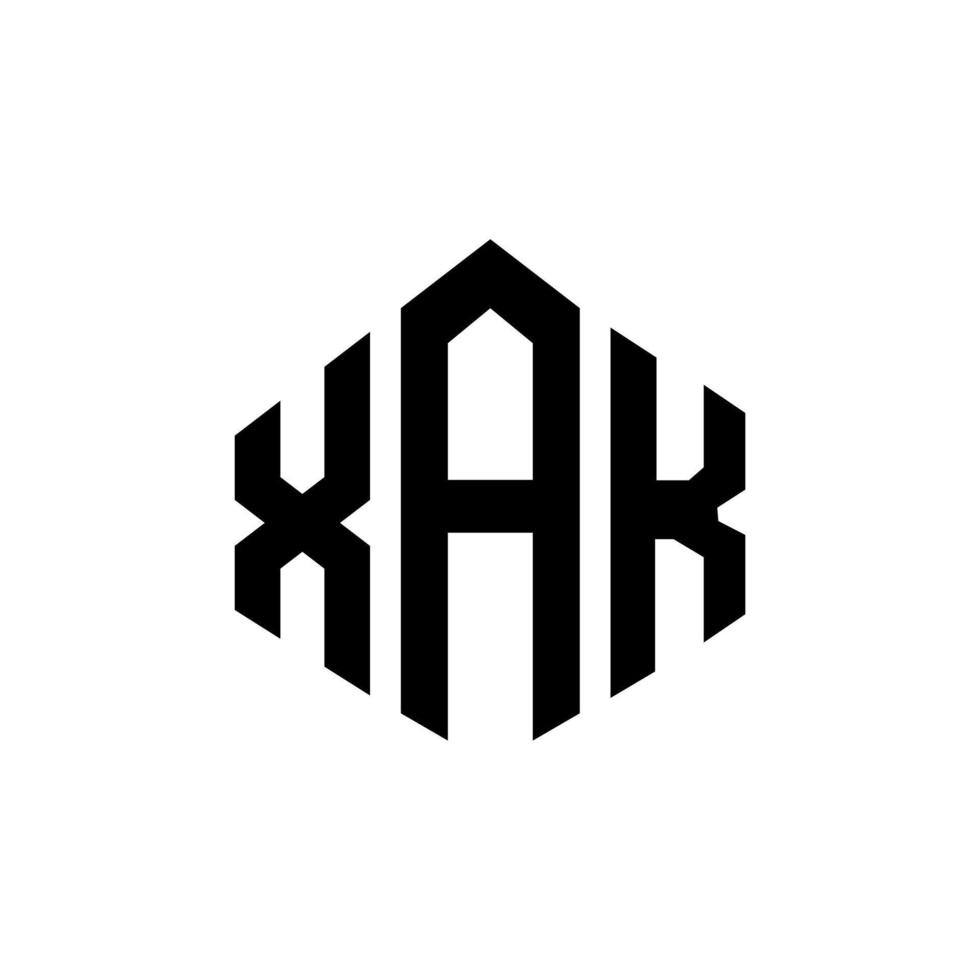 xak letter logo-ontwerp met veelhoekvorm. xak veelhoek en kubusvorm logo-ontwerp. xak zeshoek vector logo sjabloon witte en zwarte kleuren. xak monogram, bedrijfs- en onroerend goed logo.