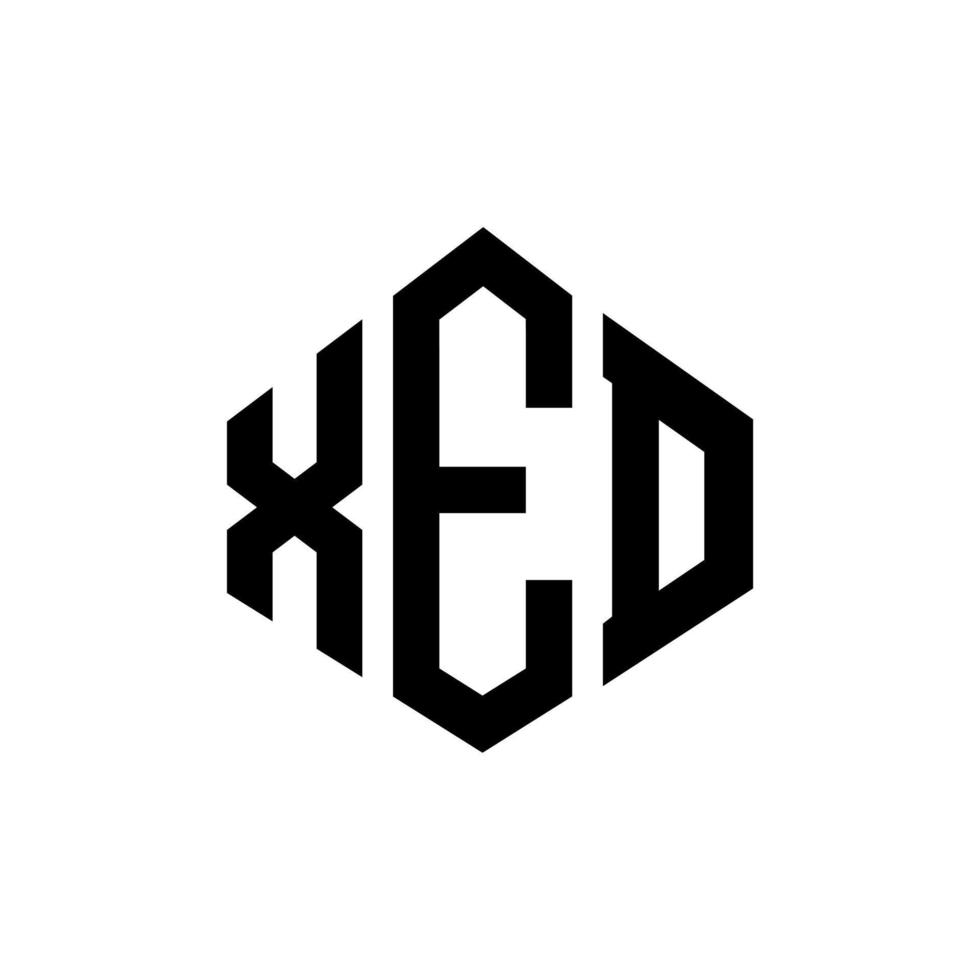 xed letter logo-ontwerp met veelhoekvorm. xed veelhoek en kubusvorm logo-ontwerp. xed zeshoek vector logo sjabloon witte en zwarte kleuren. xed monogram, bedrijfs- en onroerend goed logo.